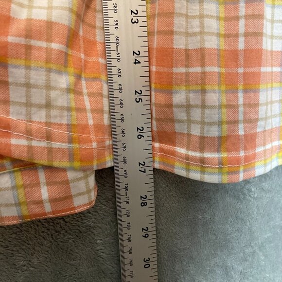 Women Colorful Plaid Lace Up Back Roll Tab Long Sleeve Button Up Shirt XL NWT - Picture 11 of 14